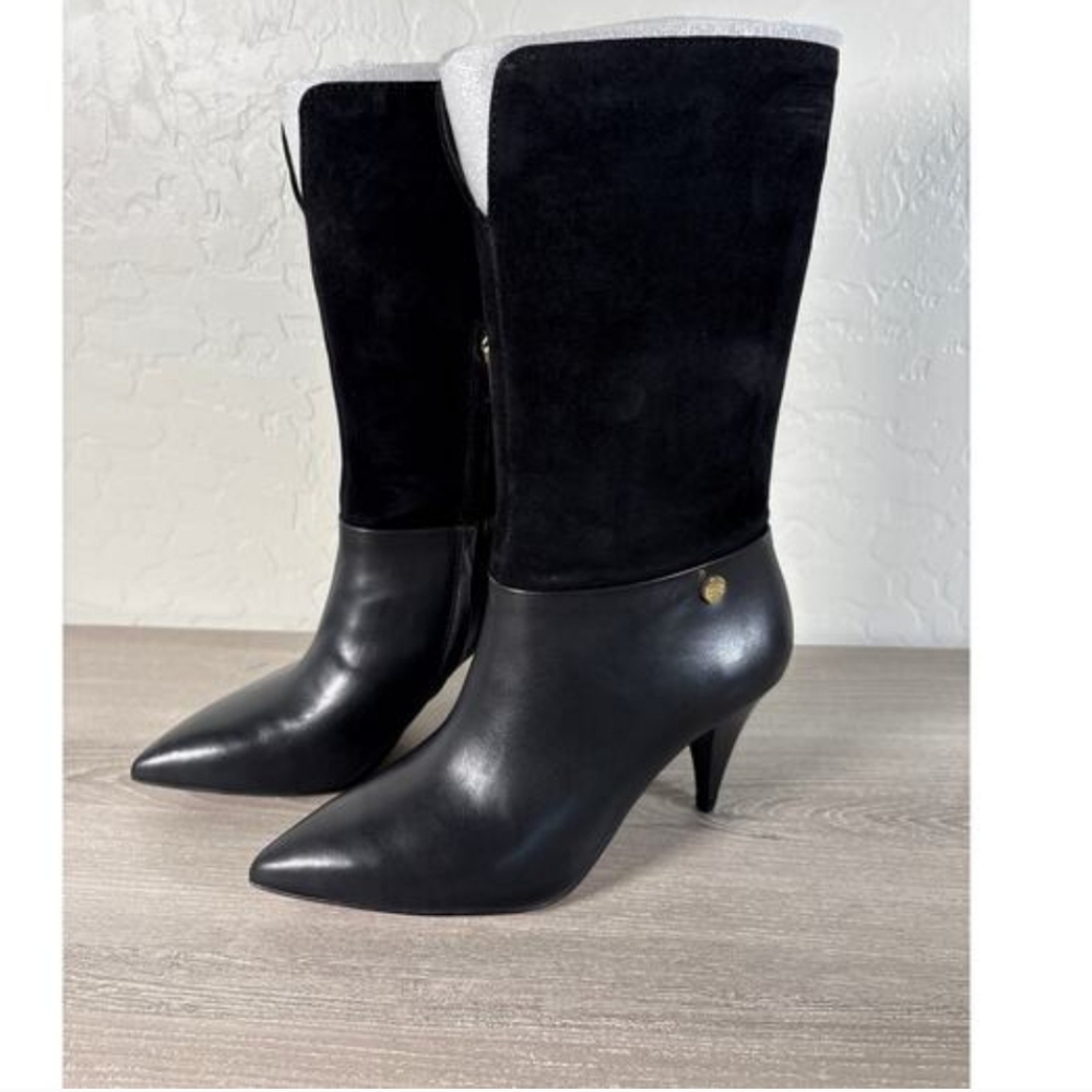 Louise et Cie Black Leather & Suede Mid-Shaft Boots Winslow, Sz 7.5